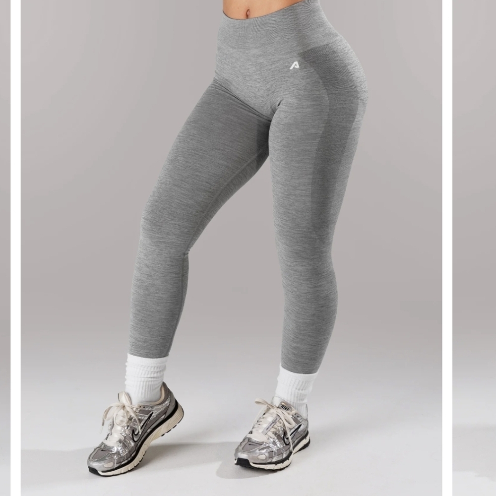 Alphalete Revival Grey Ribbed Contour Leggings In Medium